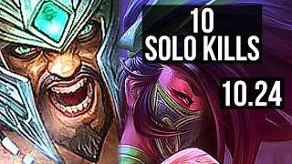 TRYNDAMERE vs AKALI (TOP) | 10 solo kills, 2.5M mastery, 500+ games, 11/2/2 | BR Diamond | v10.24