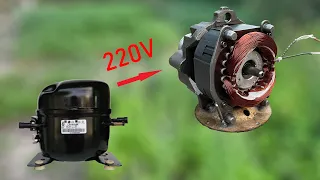 DIY 220v Electric Generator from a Fridge Compressor . Step by step