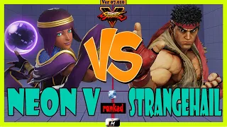 SFV Champion Edition 🌟 NeonV (menat) VS (ryu) Strangehail 🌟 Street Fighter V 🌟
