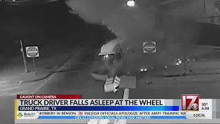 CAUGHT ON CAMERA: Truck driver in Texas falls asleep at the wheel