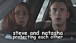 steve and natasha protecting each other for almost two minutes