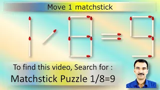 Matchstick Puzzle 1/8=9