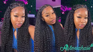 CURLY HD FRONTAL WIG INSTALL 26 inch | *very Beginner Friendly* DETAILED BABY HAIR Ft. AsteriaHair