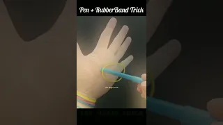 BEST Magic. Tutorial Pen + RubberBand Trick (74). #magic #magictrick #reveal #rubberbandtrick #short