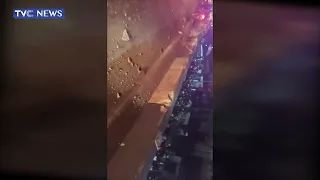 (See Video) Many Trapped As Truck Falls Off Ojuelegba Bridge In Lagos