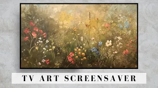 Vintage Flower Painting | Colorful Tv Screensaver Art Wallpaper | Spring Floral Artwork | 2 HR