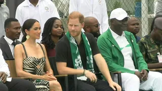 Prince Harry plays volleyball with veterans in Nigeria to promote Invictus | AFP