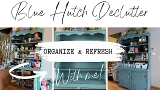 MASSIVE declutter and organize of my cute blue hutch! SIMPLIFY, MINIMIZE, CLEAN, DECORATE with me!