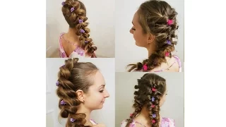 Very beautiful braids.  Enkle frisurer! - Красивые косы на резинках.
