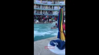 Jet ski tricks in the swimming pool