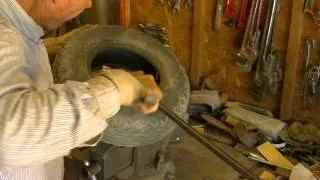 Changing a garden tractor or lawn mower tire made easier.