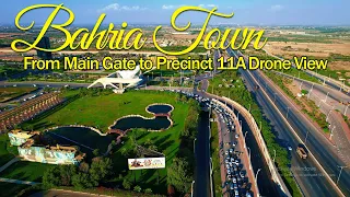 Bahria Town Karachi - From Main Gate to P-11A Drone View
