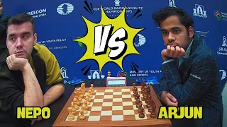 NEPO VS ARJUN || World Blitz Chess 2023 - R18