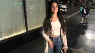 Camila Cabello of Fifth Harmony talks about VMA Awards Fashion as she leaves dinner with her mom at