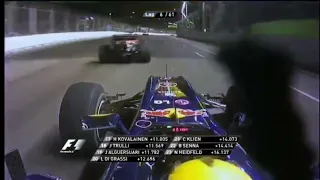 Mark Webber overtake on Timo Glock Singapore GP 2010