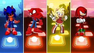 Sonic exe 🆚 Spiderman Sonic 🆚 Super Amy Rose 🆚 Knuckles exe Sonic | Sonic EDM Rush Gameplay
