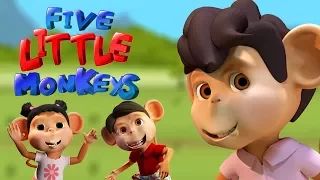 Five Little Monkeys Jumping On The Bed | Children 3D Nursery Rhyme By Banana Cartoon