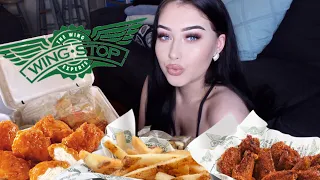 WINGSTOP BONELESS WINGS & CHEESE FRIES MUKBANG (Eating Show)