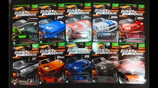 Hot Wheels Fast & Furious 10 Pack 2023 with New EVO X  GTR R34 El Camino and Murcielago Castings