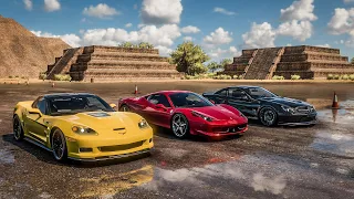 Forza Horizon 5 Drag Race: Mercedes-Benz SL65 AMG vs Ferrari 458 Italia vs Corvette C6 ZR1