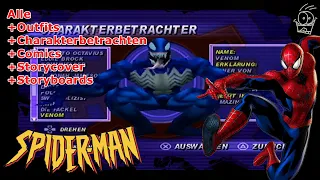 Spider-Man (PS1) "Alle Outfits , Charaktere , Comics und Storyboards (Deutsch)(Ohne Kommentare)