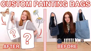 TWIN TELEPATHY CUSTOM PAINTING DENIM BAGS & PURSES *For Each Other!  | Sis Vs Sis | Ruby and Raylee