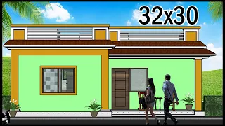 32'-0"x30'-0" 3D House Design | East facing House Design With Vastu | Gopal Architecture