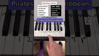 Pirates of the Caribbean Piano Easy Tutorial With Letter Notes #shorts #piano