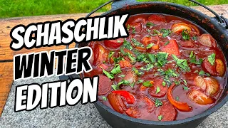 Schaschlik in der Winter Edition - Dutch Oven Schaschliktopf ohne Spieße