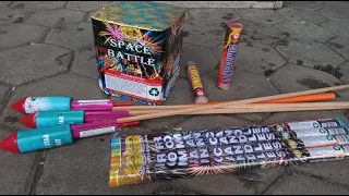 NYUMET MERCON JUMBO ROMAN CANDLES KOTAK 25 SHOT SPACE BATTLE DAN GRODOK 4 BUAH RC 5 SHOT !! MANTAP