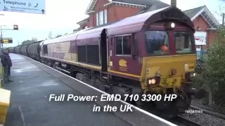 (HD) FULL POWER: UK EMD Class 66 with 710 engine Powers Out!