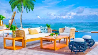 Bossa Nova: Outdoor Seaside Cafe Ambience ☕ Relaxing Coffee Shop Music, Ocean Wave Sounds