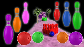 Jumping Bowling Ball Adventure: Smashing Kinetic Sand Shapes Learn Colors and More!
