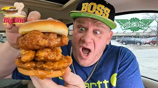 WING STOP ⭐Carolina Gold BBQ TRIPLE Chicken Sandwich⭐ Food Review!!!