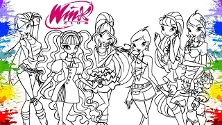 Clube das Winx Club Flora Musa Bloom Tecna Aisha Stella | Desenho de Pintar para Criança | Desenhos