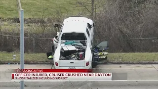 Chase with gunfire in Dayton ends with truck crushing police cruiser
