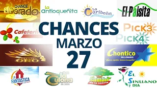 Resultados del Chance del Lunes 27 de Marzo de 2023 | Loterias 😱🤑💰💵