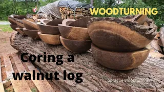 Woodturning - Coring a Walnut Log