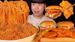 SUB) mala bibimmyeon & cheese burger & guobaorou mukbang | korean mukbang