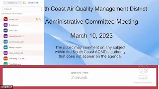 South Coast AQMD Administrative Committee Meeting - March 10, 2023