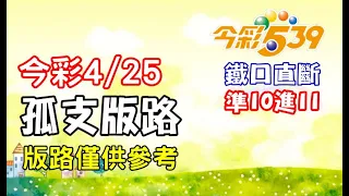 今彩539 | 4月25日(四)孤支版路 準10次【鐵口直斷】