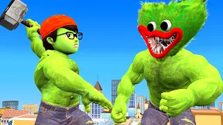 Scary Stranger 3D - NickHulk vs Giant HUGGY WUGGY - NickJoker Troll Miss T and 3 neighbor Animation