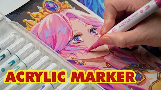 ACRYLIC MARKER for The First Time | Draw 4 Characters in 1 Frame