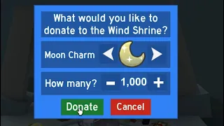 Donating 1000 Moon Charms To The Wind Shrine! | Bee Swarm Simulator