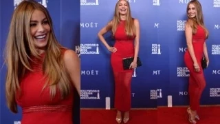 Red hot Sofia Vergara at Hollywood Foreign Press party