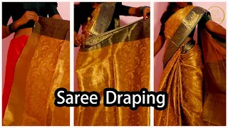 Beginners saree draping tutorial | easy saree draping with perfact pleats |