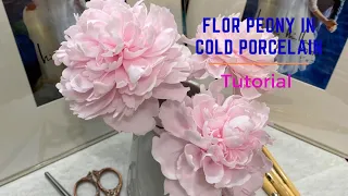 Flor Peonia Sarah Bernhardt en porcelana fría/Peony flower in cold porcelain