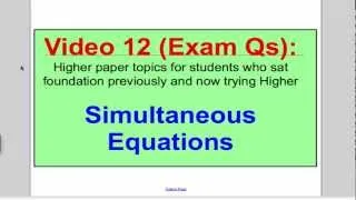 Simultaneous Equations 2 (GCSE Higher Maths): Exam Qs 12