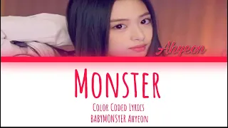 BABYMONSTER Ahyeon Monster By Shawn Mendes and Justin bieber (Color coded lyrics)#trending #kpop