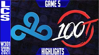 C9 vs 100 Highlights Game 5 | LCS Spring 2021 Semifinals Lock In W3D1 | Cloud9 vs 100 Thieves